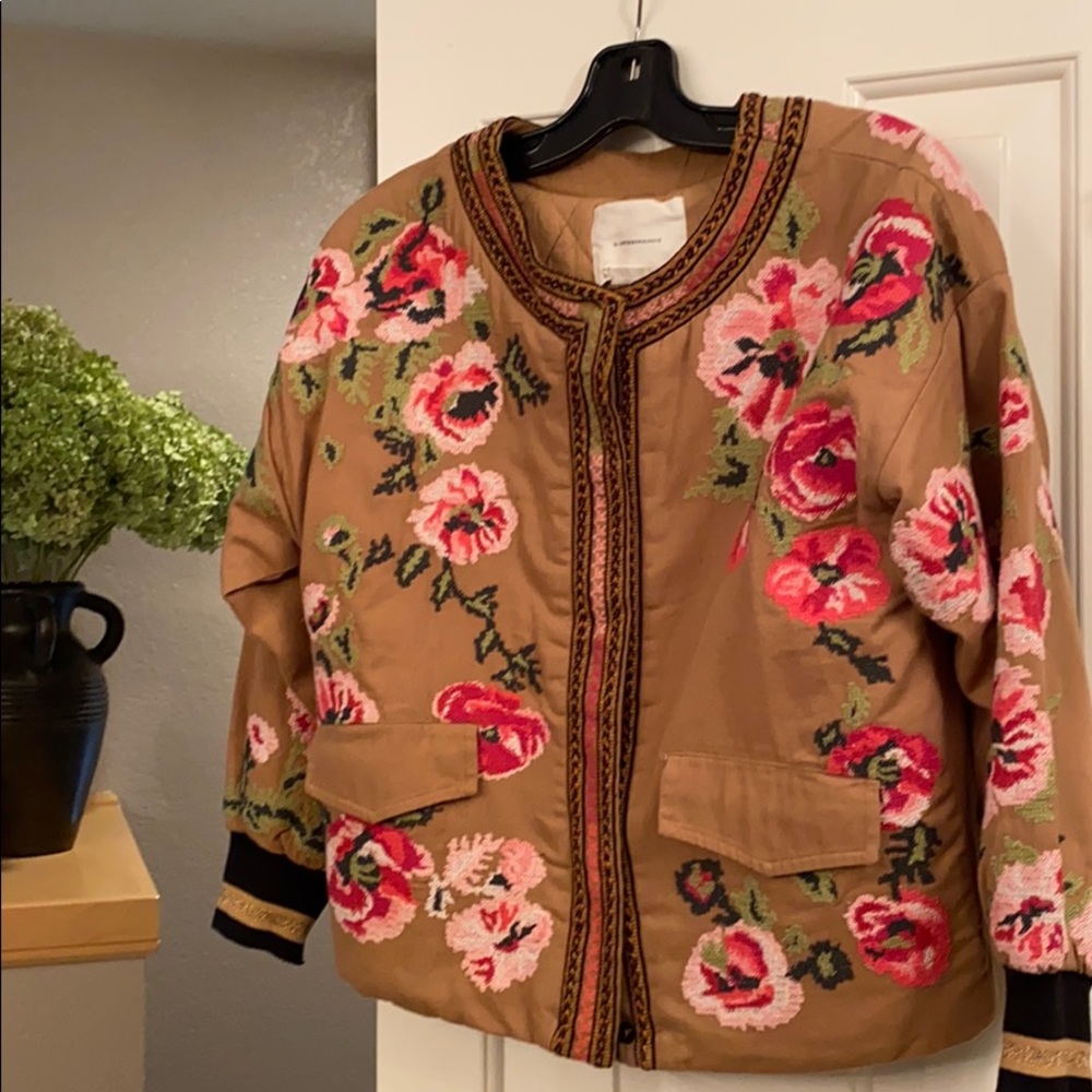 Anthropologie jacket xs floral embroidered